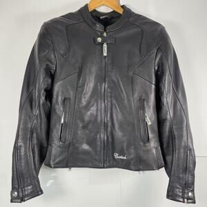 Cortech LNX Women's SM/8 Motorcycle Armored Leather Jacket Black Full Zip biker
